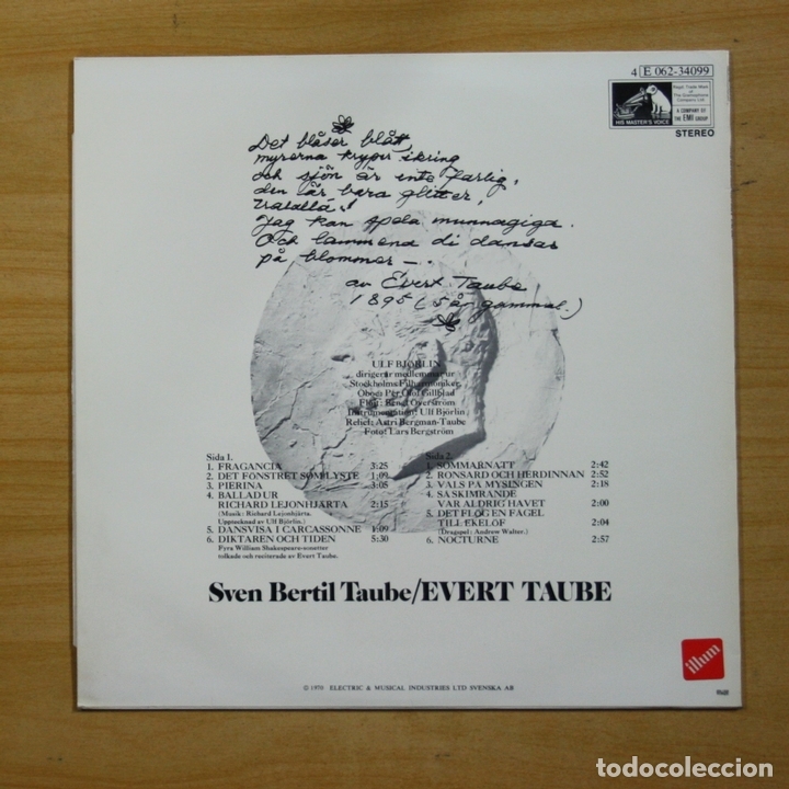 Discos de vinilo: SVEN BERTIL TAUBE - EVERT TAUBE - LP - Foto 1