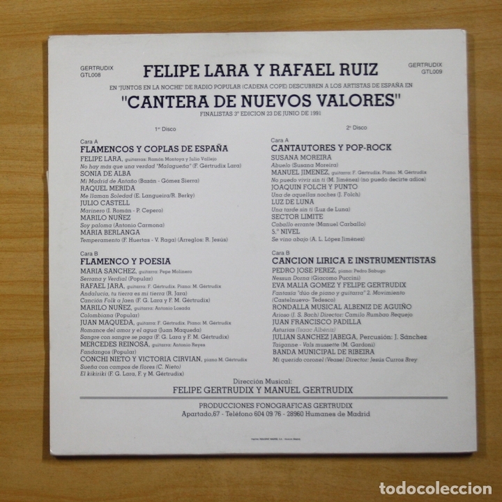 Discos de vinilo: FELIPE LARA - CANTERA DE NUEVOS VALORES 3 EDICION - GATEFOLD - 2 LP - Foto 2
