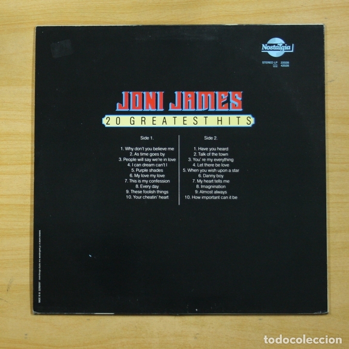 Discos de vinilo: JONI JAMES - 20 GREATEST HITS - LP - Foto 2