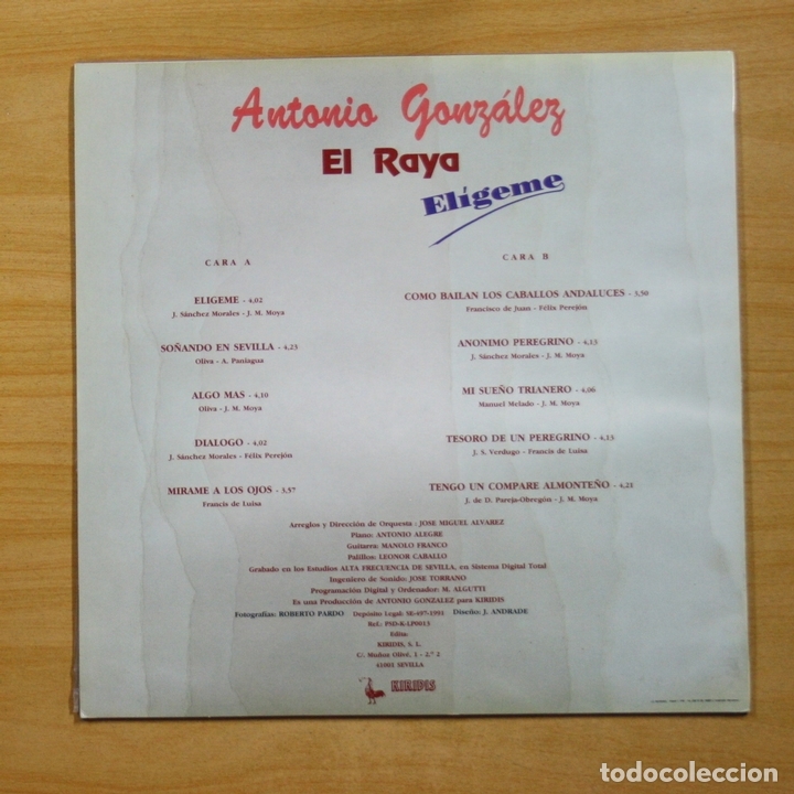 Discos de vinilo: ANTONIO GONZALEZ EL RAYA - ELIGEME - LP - Foto 2