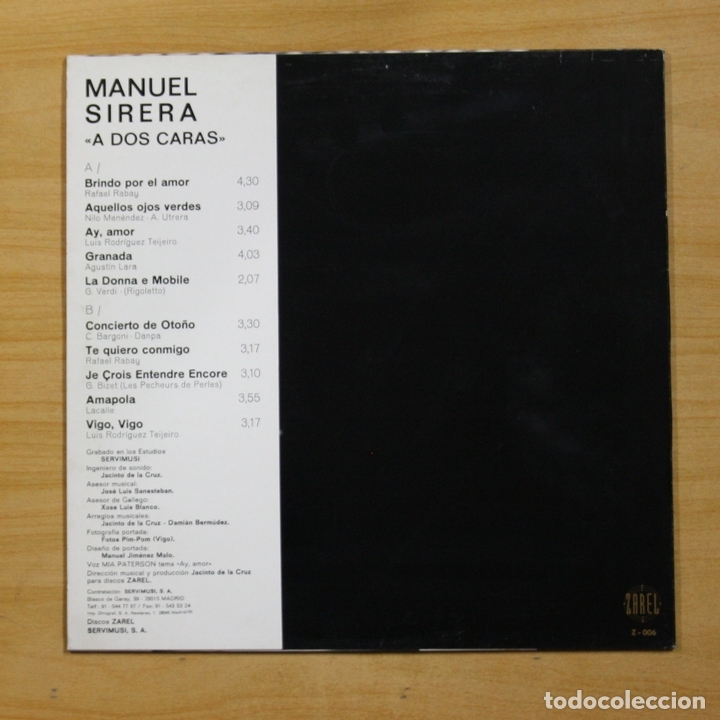 Discos de vinilo: MANUEL SIRERA - A DOS CARAS - LP - Foto 2