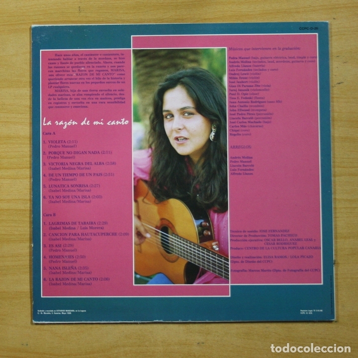 Discos de vinilo: MARISA - LA RAZON DE MI CANTO - LP - Foto 2