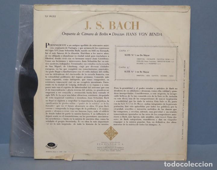 Discos de vinilo: LP. BACH. Suite Numero 1 en Do Mayor. Suite Numero 3 - Foto 2
