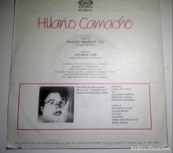 Discos de vinilo: HILARIO CAMACHO - MADRID AMANECE - - Foto 2