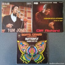 Discos de vinilo: LOTE SINGLES TOM JONES CLIFF RICHARDS DANYEL GERARD. Lote 145715678
