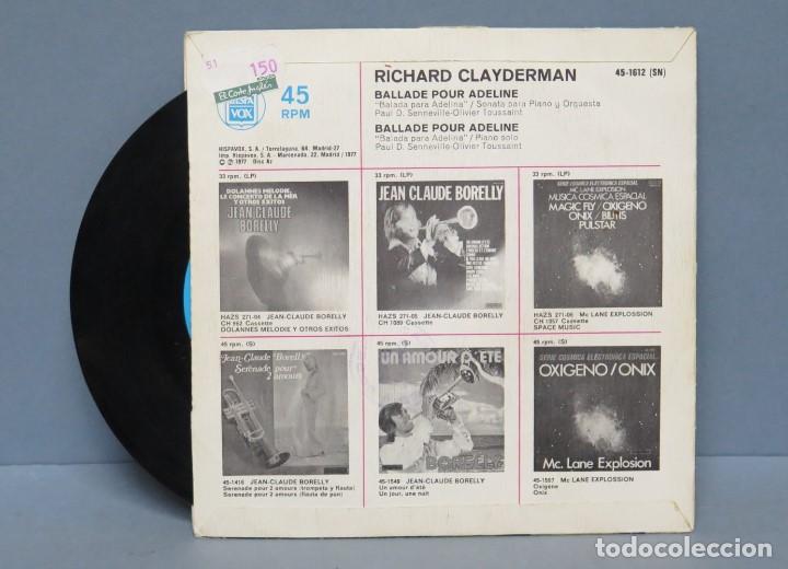 Discos de vinilo: SINGLE. RICHARD CLAYDERMAN. BALADA PARA ADELINA - Foto 2
