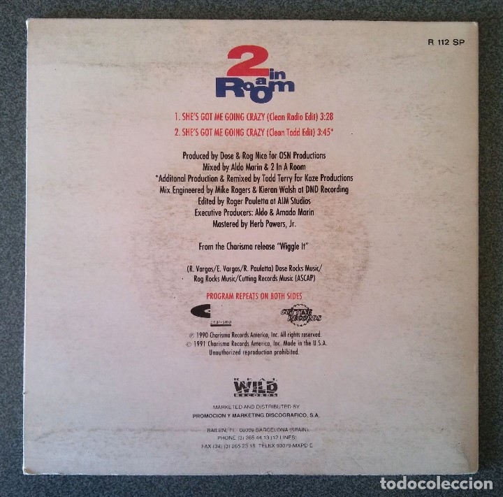Discos de vinilo: 2 in a Room She s got me going crazy - Foto 3