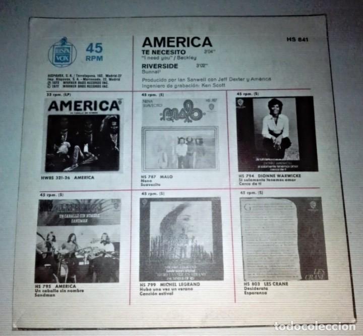Discos de vinilo: AMERICA - TE NECESITO - RIVERSIDE - - Foto 2