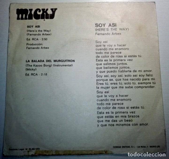 Discos de vinilo: MICKY - SOY ASI - - Foto 2