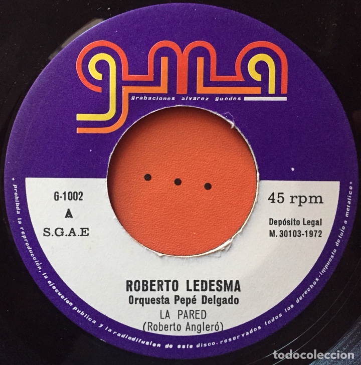 Discos de vinilo: Single ROBERTO LEDESMA - La pared / Donde est&aacute;s coraz&oacute;n? - Foto 2