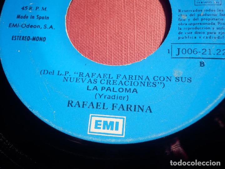 Discos de vinilo: DISCO VINILO - SINGLE - RAFAEL FARINA - PERFIDIA - LA PALOMA - ODEON 1976 - Foto 3