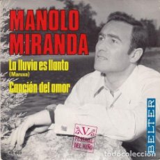 Discos de vinilo: MANOLO MIRANDA - LA LLUVIA ES LLANTO - SINGLE DE VINILO