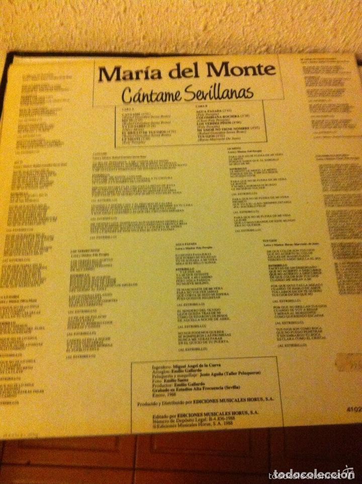 Discos de vinilo: maria del monte (c&aacute;ntame sevillanas) - Foto 2