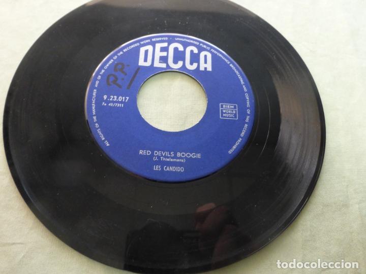 Discos de vinilo: LES CANDIDO. HARMONICA BOOGIE / RED DEVILS BOOGIE. DECCA 9.23.017. Belgium. SINGLE RARO - Foto 2