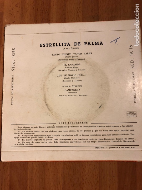 Discos de vinilo: Disco vinilo Ep estrellita de Palma.el carambo.odeon - Foto 2