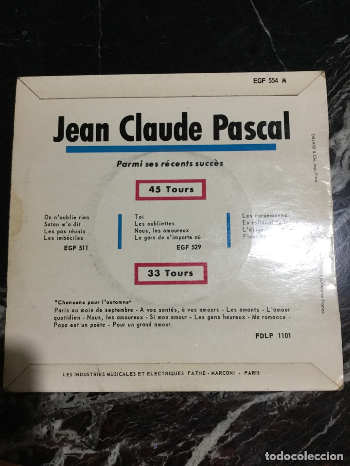 Discos de vinilo: DISCO JEAN CLAUDE PASCAL - Foto 2