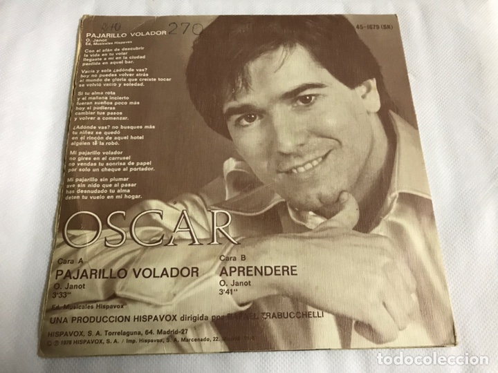 Discos de vinilo: EP OSCAR. PAJARILLO VOLADOR - Foto 2