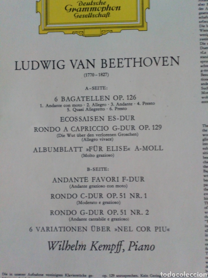Discos de vinilo: Beethoven : Bagatelles. Deutsche Grammophon LP - Foto 4