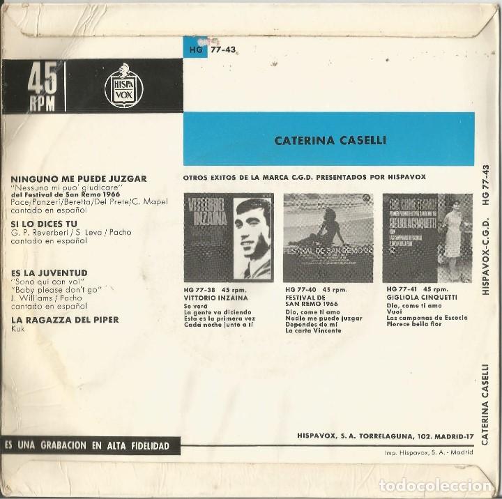 Discos de vinilo: CATERINA CASELLI CANTA EN ESPA&Ntilde;OL. EP  HISPAVOX. 1966 - Foto 2