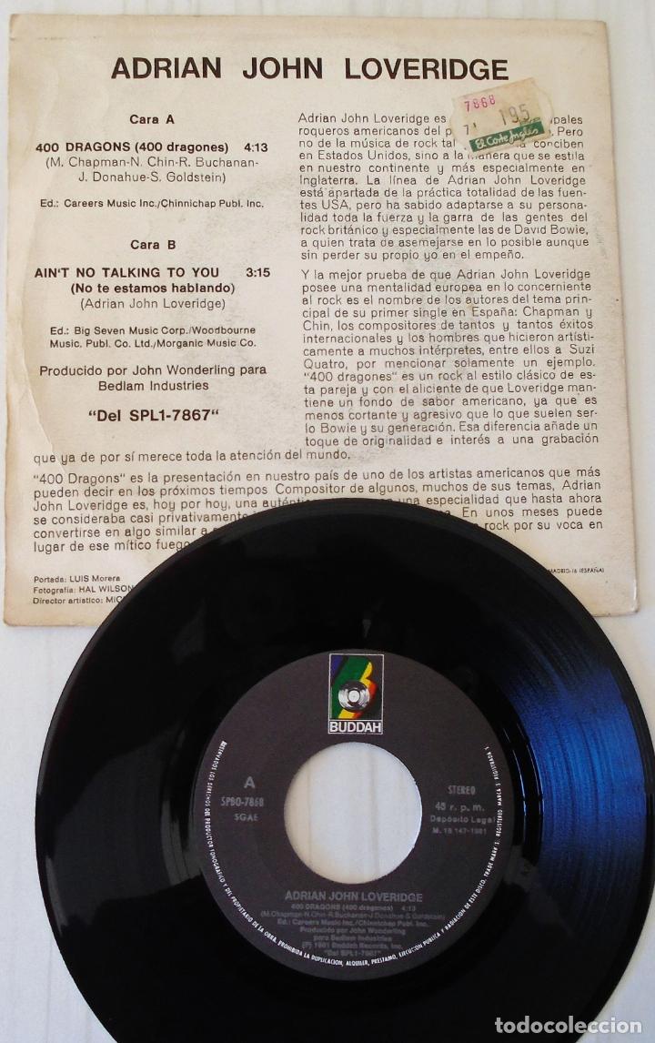 Discos de vinilo: ADRIAN JOHN LOVERIDGE - 400 DRAGONS BUDDAH - 1981 - Foto 2