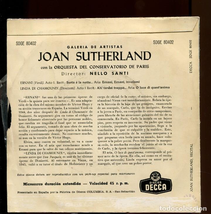 Discos de vinilo: Joan Sutherland. recital ernani. decca 1960. ep - Foto 2