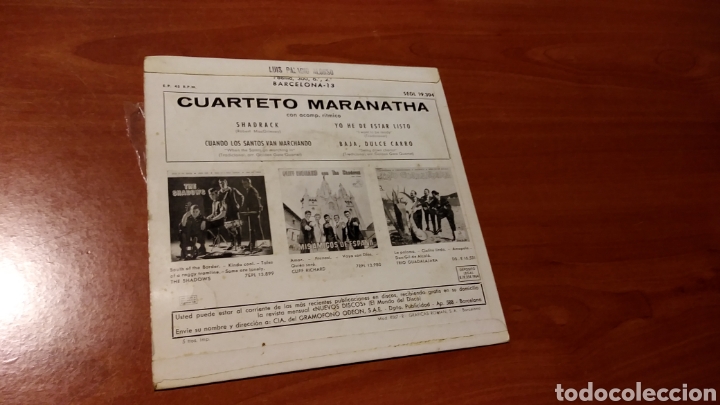 Discos de vinilo: Cuarteto Maranatha. EP Single . 1964. Shadrack + 3 - Foto 2