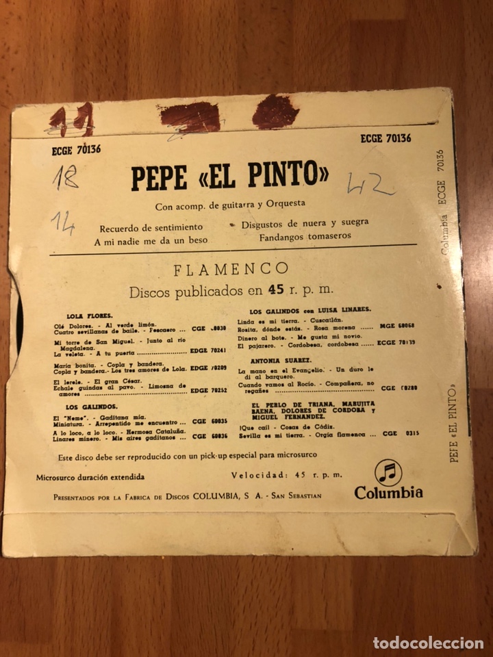 Discos de vinilo: Ep vinilo Pepe el pinto.recuerdo de sentimiento - Foto 2