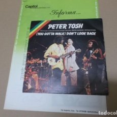 Discos de vinilo: PETER TOSH & MICK JAGGER (SN) DON’T LOOK BACK AÑO 1978 – CON HOJAS PROMOCIONALES