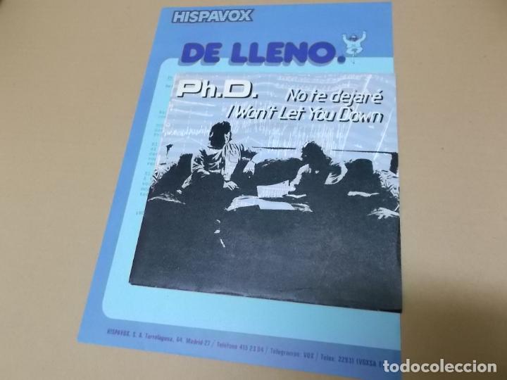 Discos de vinil: PH. D (SN) I WON&rsquo;T LET YOU DOWN A&Ntilde;O 1982 &ndash; PROMOCIONAL + HOJA PROMOCIONAL