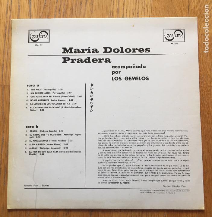 Discos de vinilo: MARIA DOLORES PRADERA,Acompa&ntilde;ado de los Gemelos - Foto 3