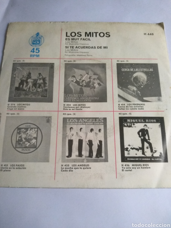 Discos de vinilo: Disco peque&ntilde;o Los Mitos - Foto 4
