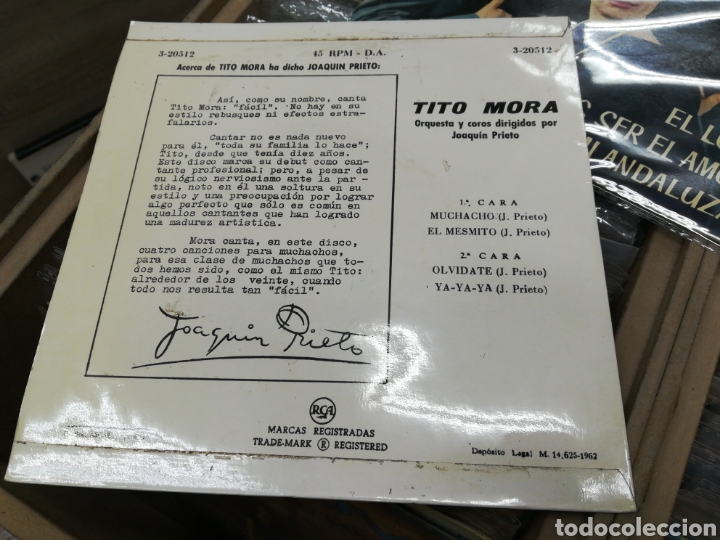 Discos de vinilo: Tito mora ep muchacho + 3 1962 - Foto 2