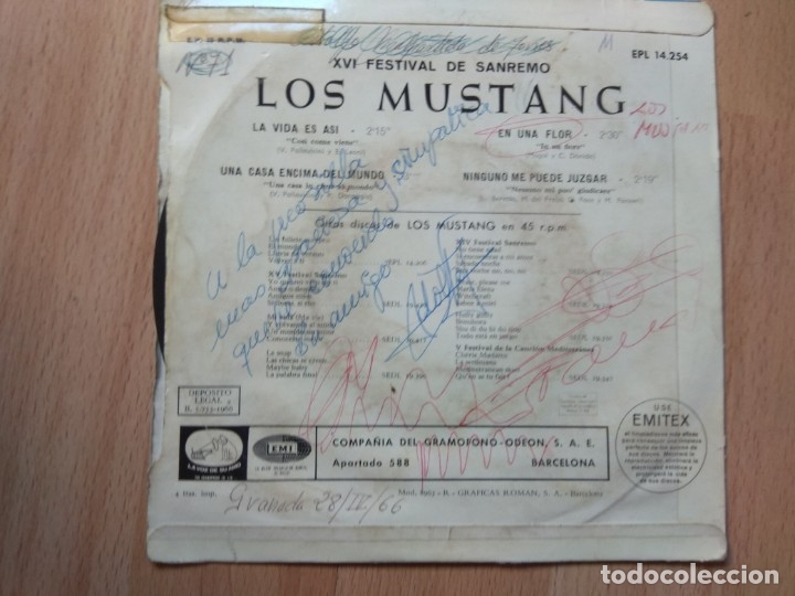 Discos de vinilo: VINILO LOS MUSTANG firmado dedicado - Foto 4