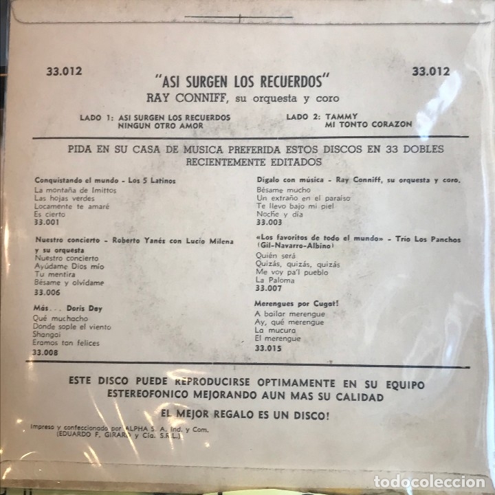 Discos de vinilo: Dos EPs argentinos de Ray Conniff con su orquesta y coro - Foto 4