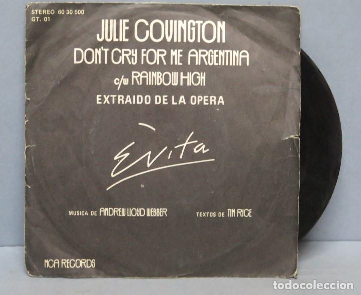 Discos de vinilo: SINGLE. JULIE COVINGTON. EVITA - Foto 1