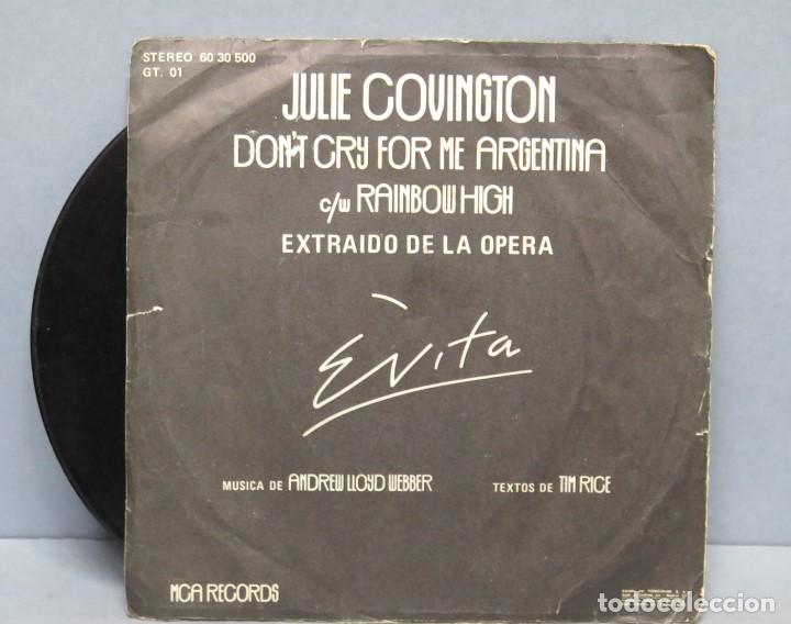 Discos de vinilo: SINGLE. JULIE COVINGTON. EVITA - Foto 2