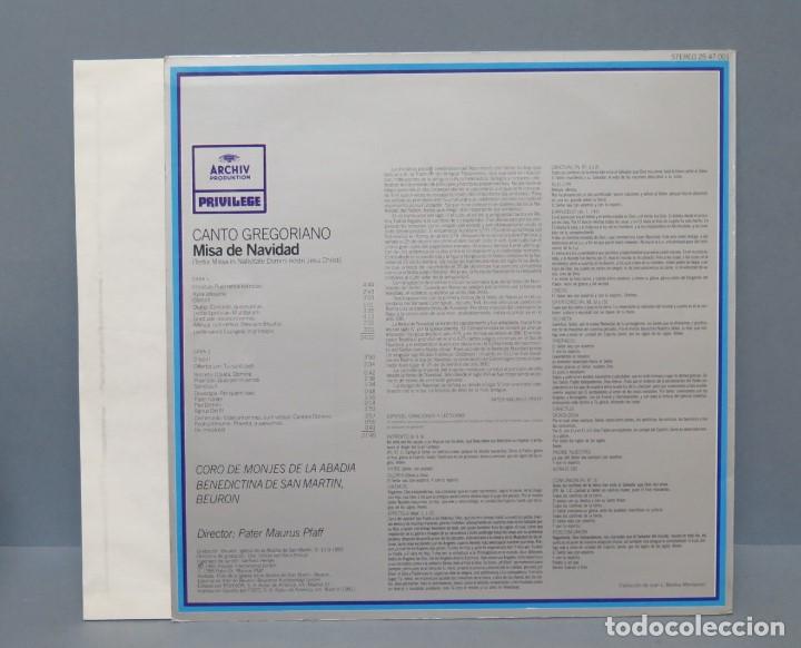 Discos de vinilo: LP. CANTO GREGORIANO. MISA DE NAVIDAD - Foto 2