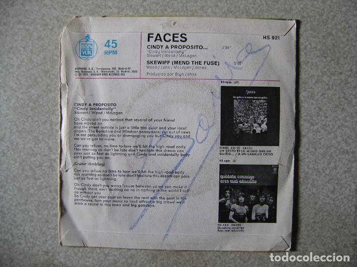 Discos de vinilo: FACES.CINDY A PROPOSITO+1...PEDIDO MINIMO 5&euro; - Foto 2