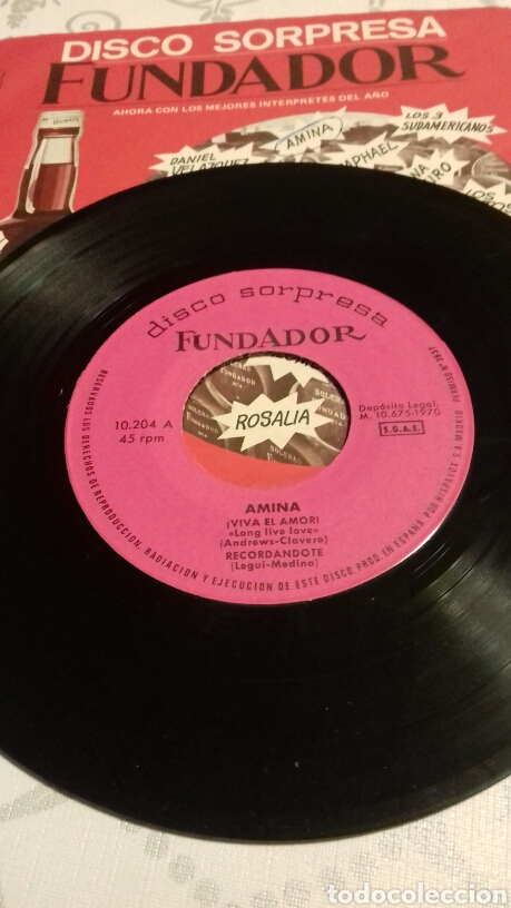 Discos de vinilo: DISCO SORPRESA FUNDADOR AMINA - Foto 1