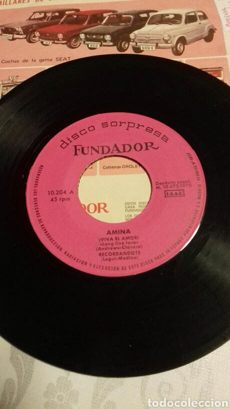 Discos de vinilo: DISCO SORPRESA FUNDADOR AMINA - Foto 2