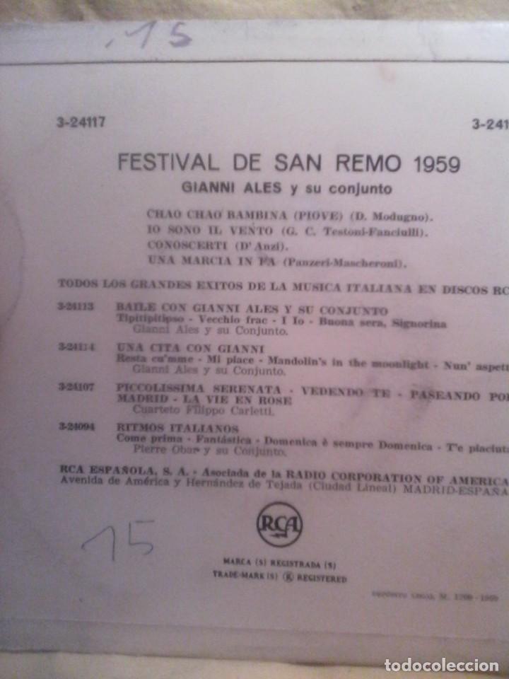 Discos de vinilo: FESTIVAL DE SAN REMO - 1959 - Foto 2