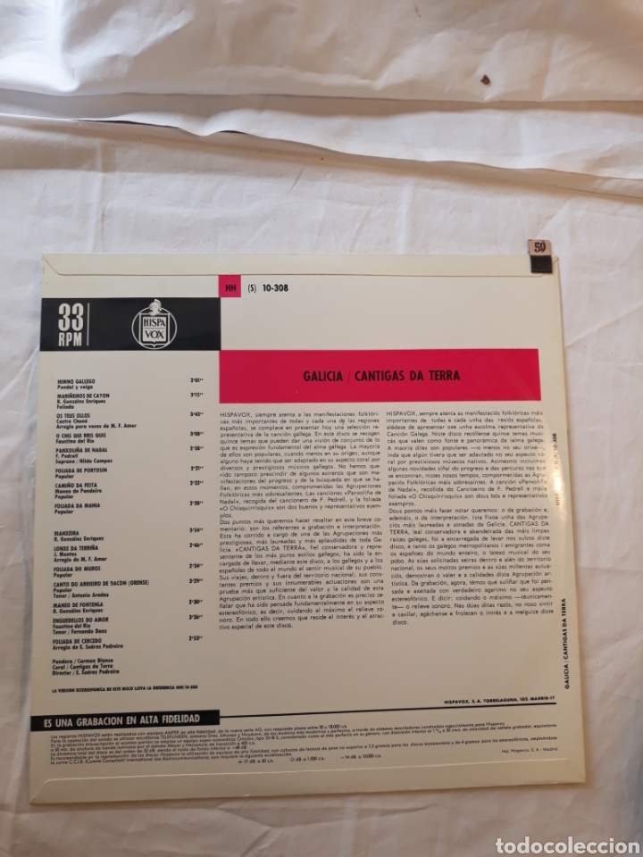 Discos de vinilo: Cantigas da terra.Hispavox. - Foto 2