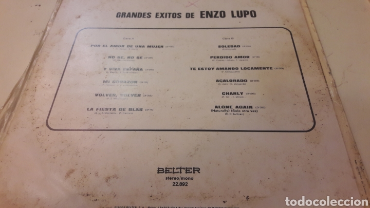 Discos de vinilo: 1974 Enzo Lupo exitos Belter 22892 - Foto 2