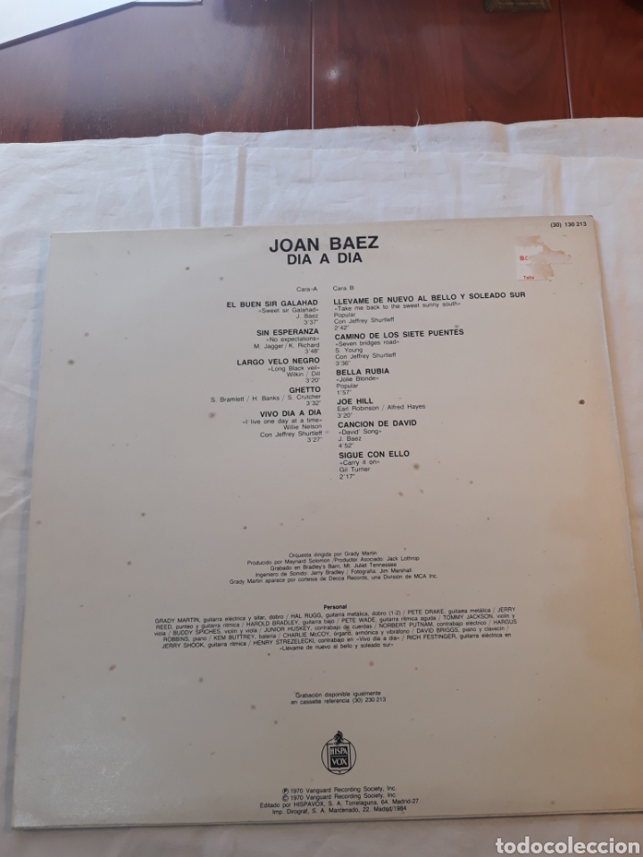 Discos de vinilo: Joan Baez.Dia a dia.Hispavox. - Foto 2