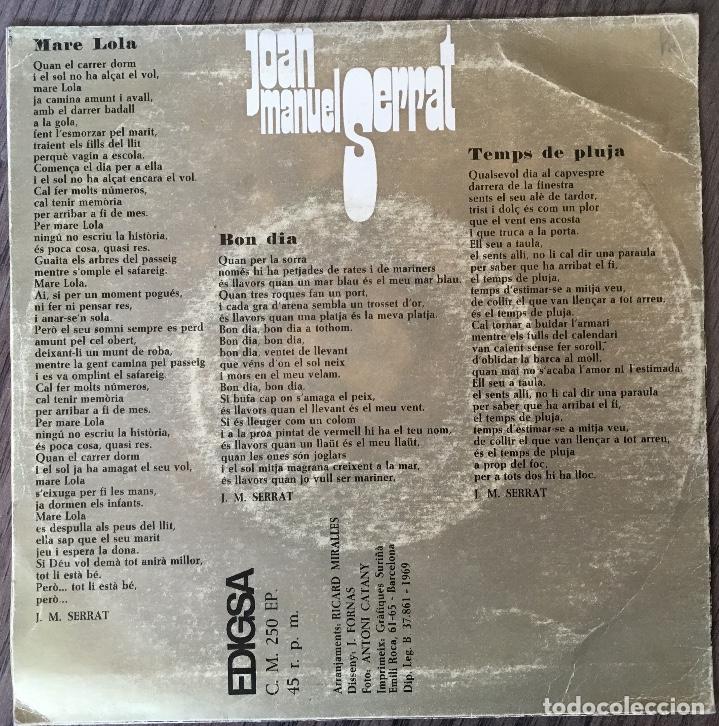 Discos de vinilo: JOAN MANUEL SERRAT. SINGLE. - Foto 2