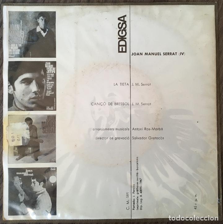 Discos de vinilo: JOAN MANUEL SERRAT. SINGLE. - Foto 2