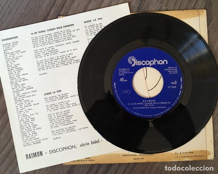 Discos de vinilo: RAIMON. SINGLE . Sobre la por. Edigsa - Foto 3