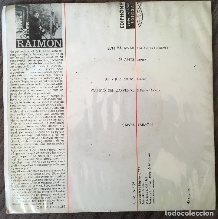 Discos de vinilo: RAIMON. SINGLE. Buen estado - Foto 2