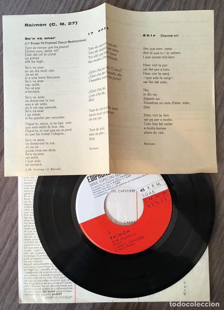 Discos de vinilo: RAIMON. SINGLE. Buen estado - Foto 3