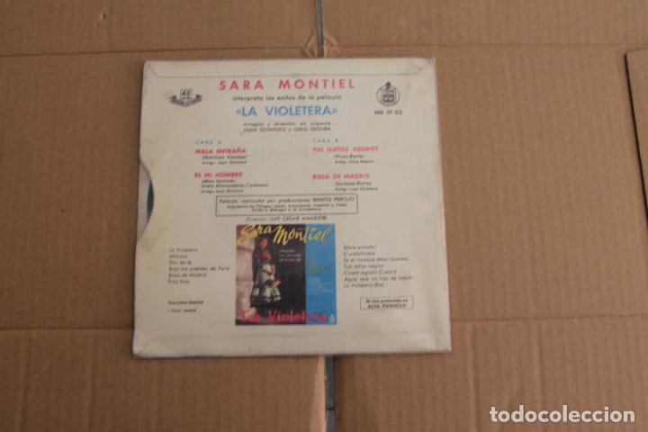 Discos de vinilo: SARA MONTIEL, LA VIOLETERA, SINGLE - Foto 2